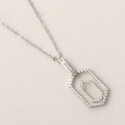 Hexagonal Diamond Pendant Necklace
