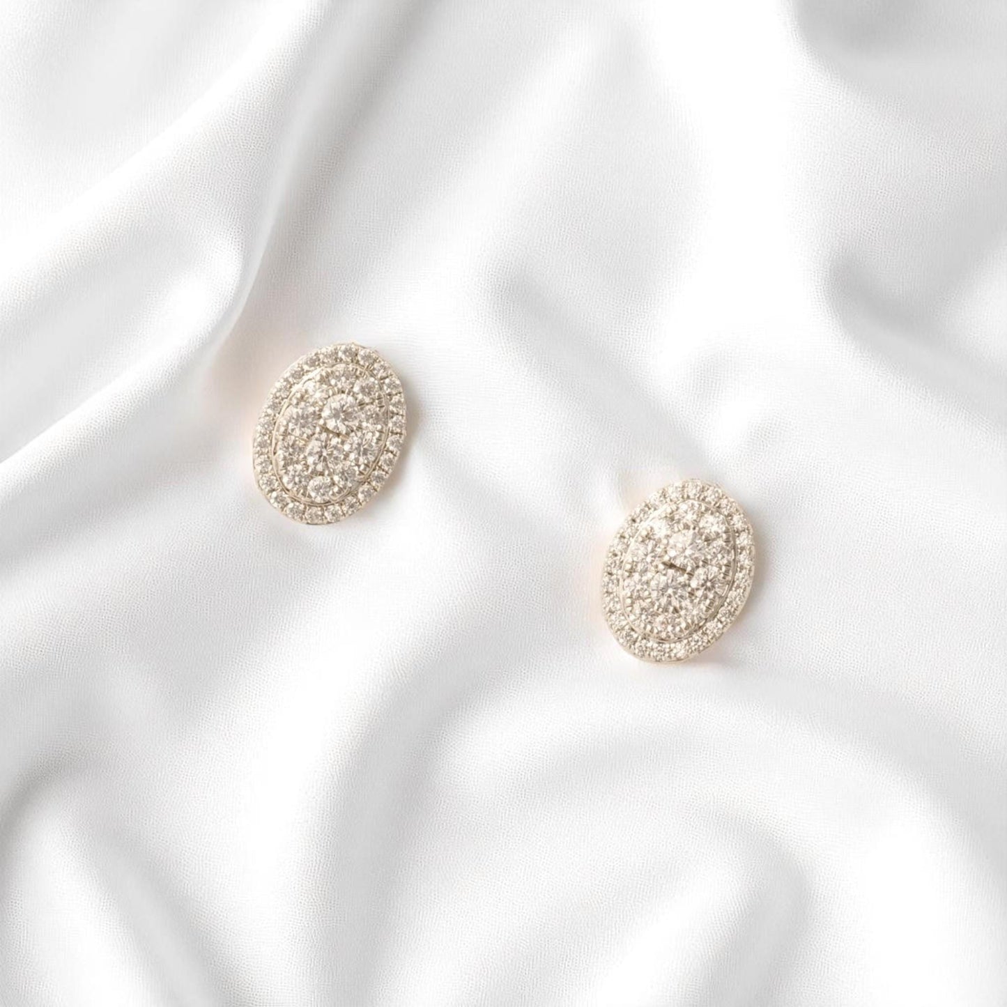 Oval Halo Diamond Stud Earrings