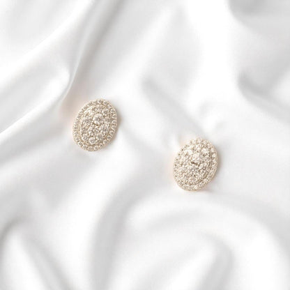 Oval Halo Diamond Stud Earrings