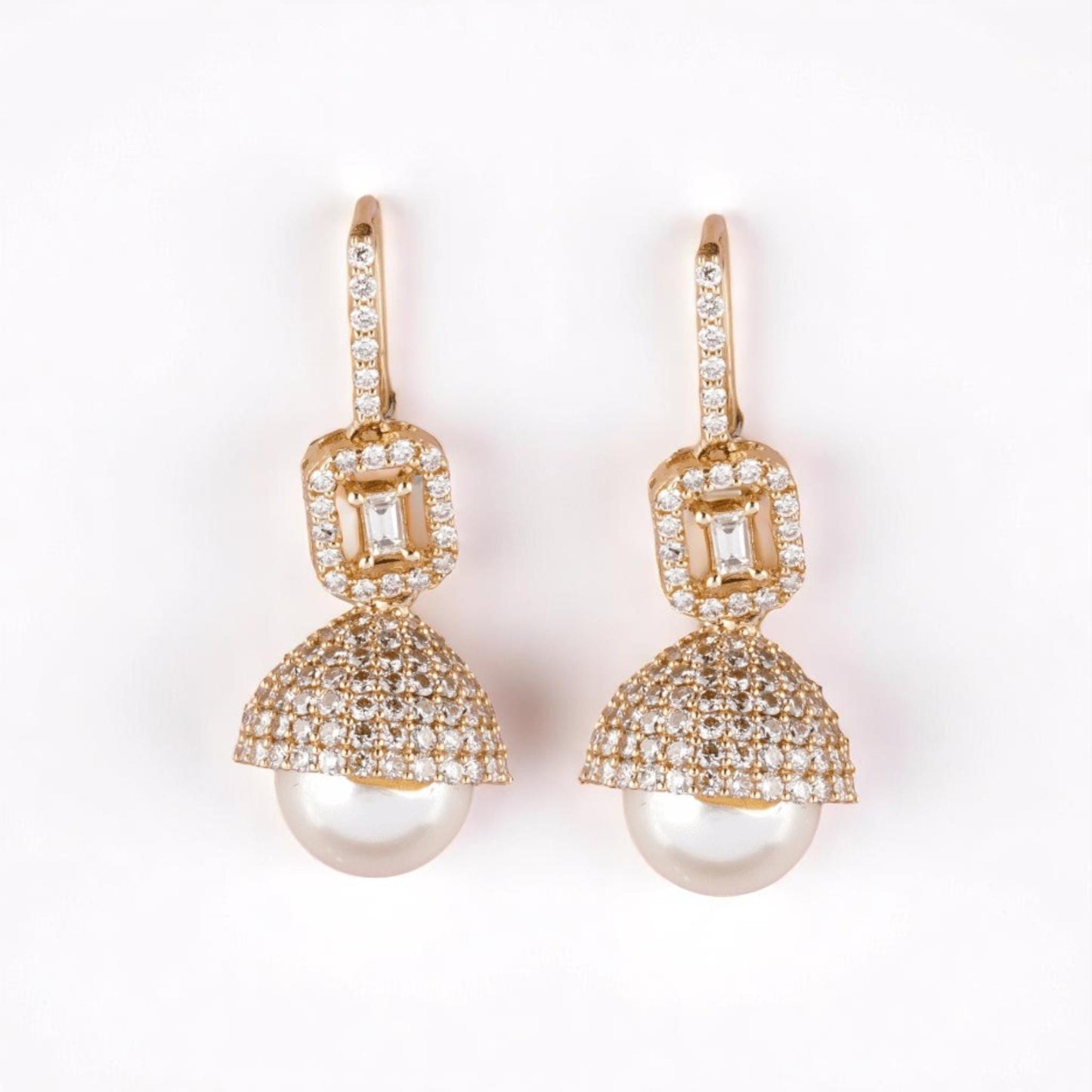 Dome Pearl Drop Diamond Earrings