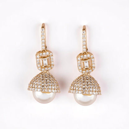 Dome Pearl Drop Diamond Earrings