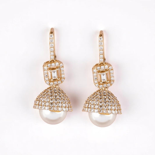 Dome Pearl Drop Diamond Earrings
