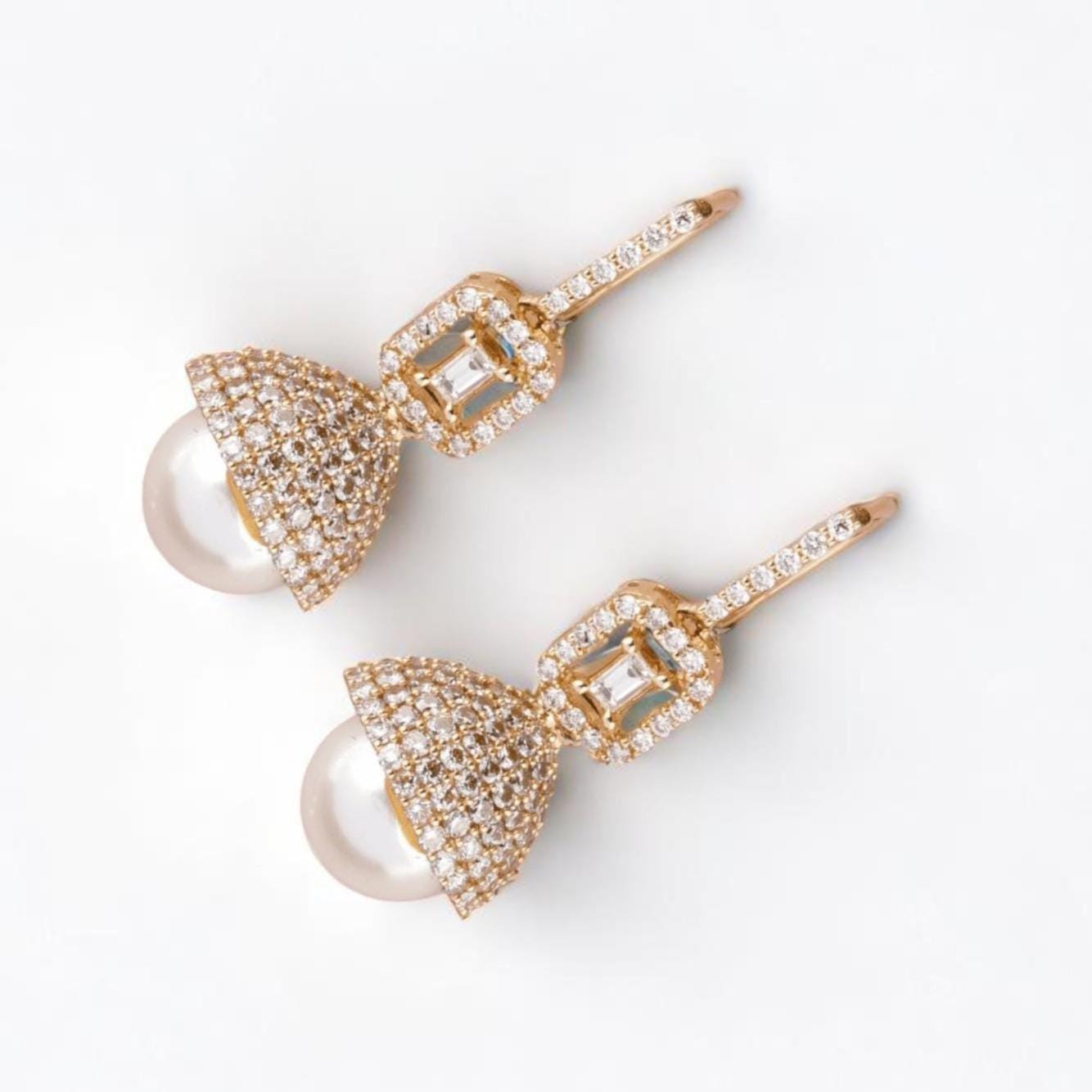 Dome Pearl Drop Diamond Earrings