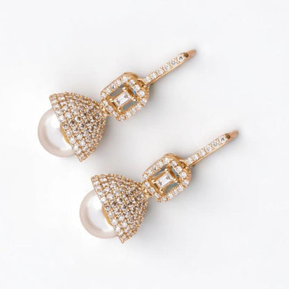 Dome Pearl Drop Diamond Earrings