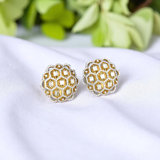 Floral Lattice Diamond Stud Earrings
