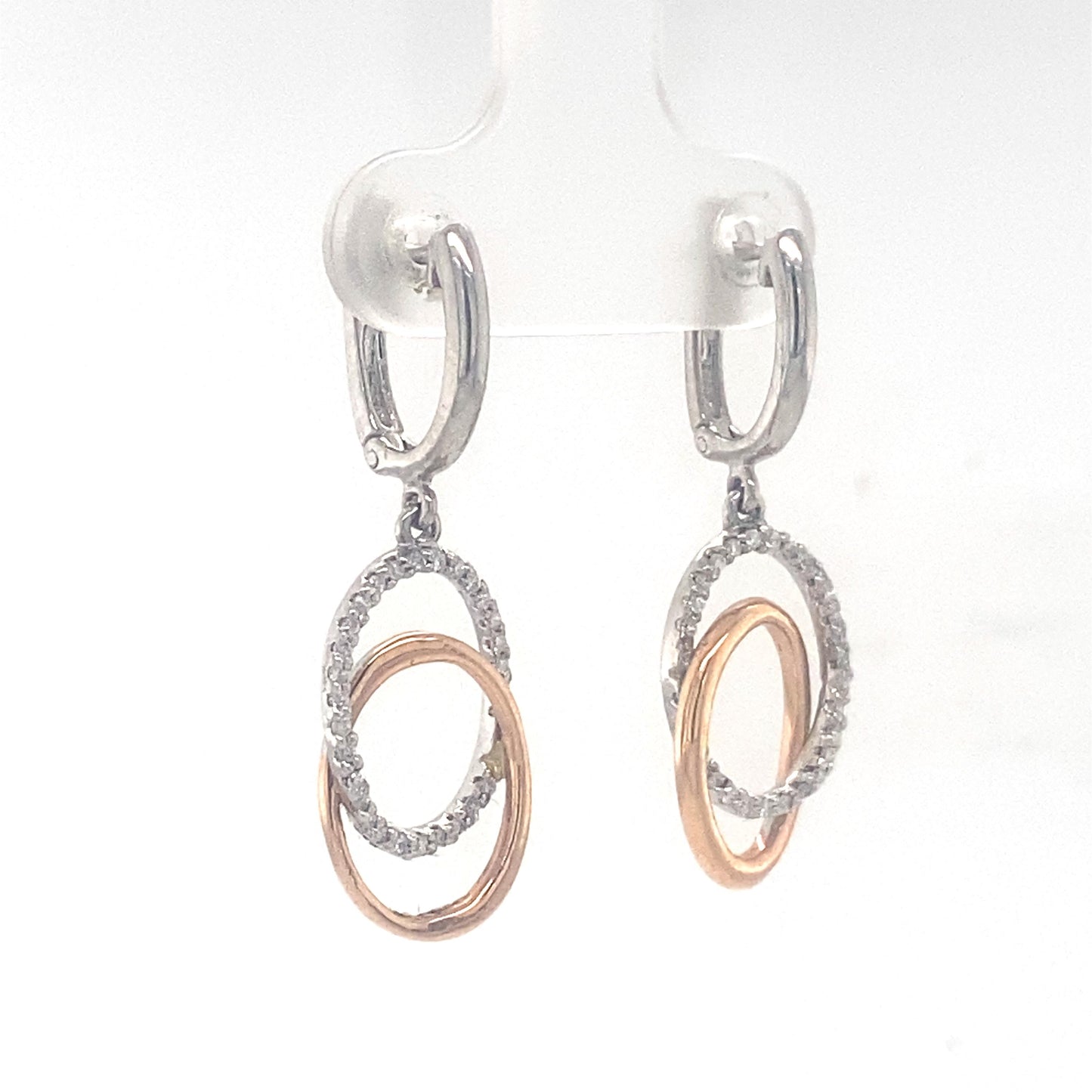 Interlocking Oval Dangle Diamond Earrings