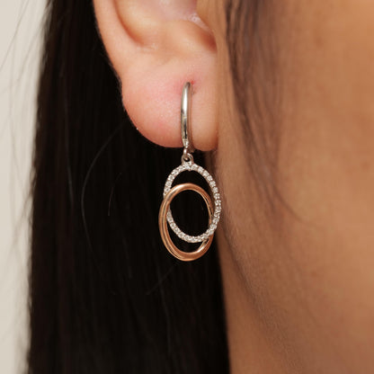 Interlocking Oval Dangle Diamond Earrings