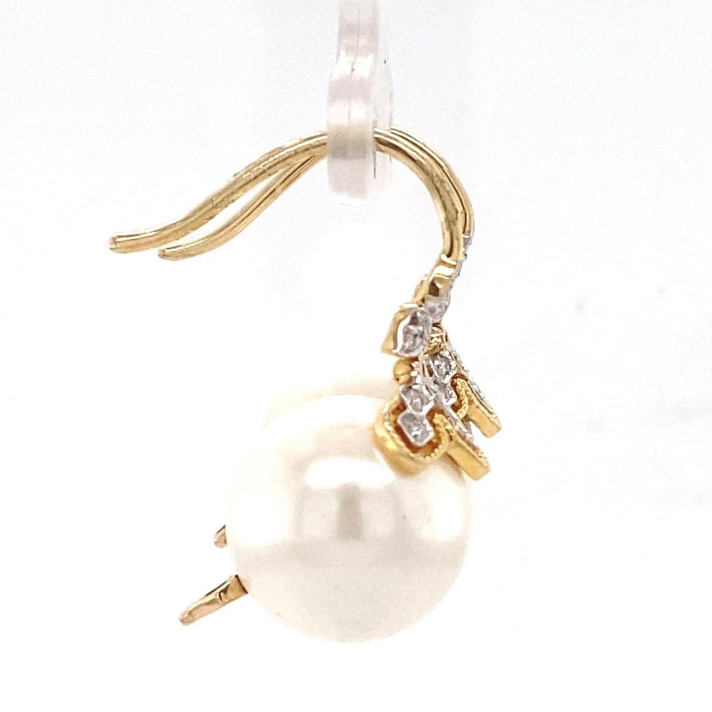Floral Pearl Drop Diamond Earrings