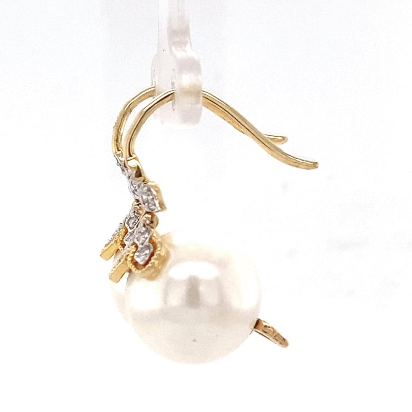 Floral Pearl Drop Diamond Earrings