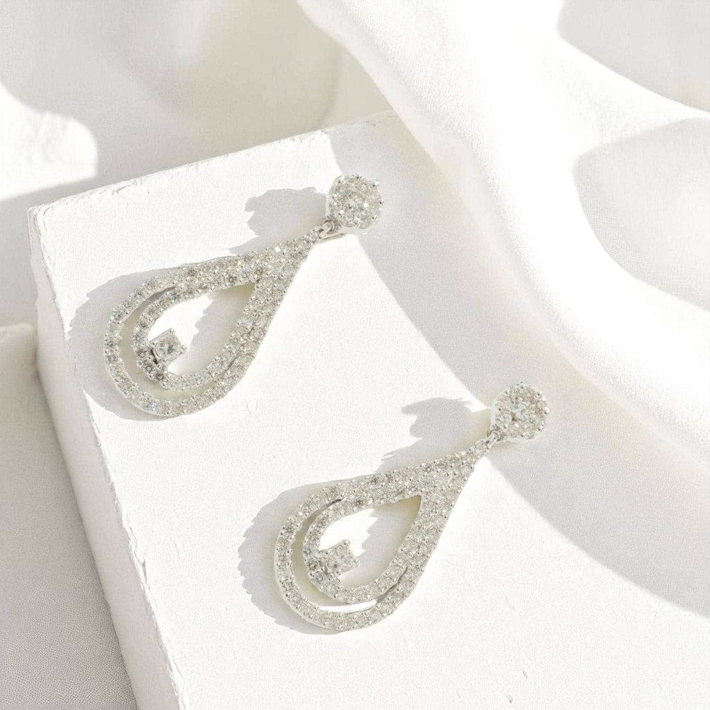 Teardrop Natural Diamond Drop Earrings