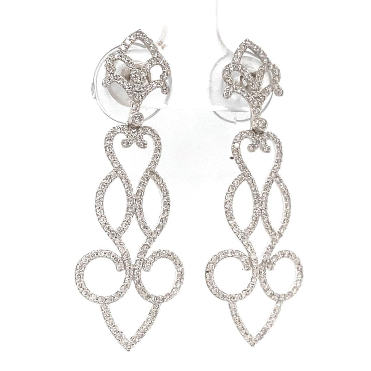 Scrollwork Chandelier Dangle Diamond Earrings