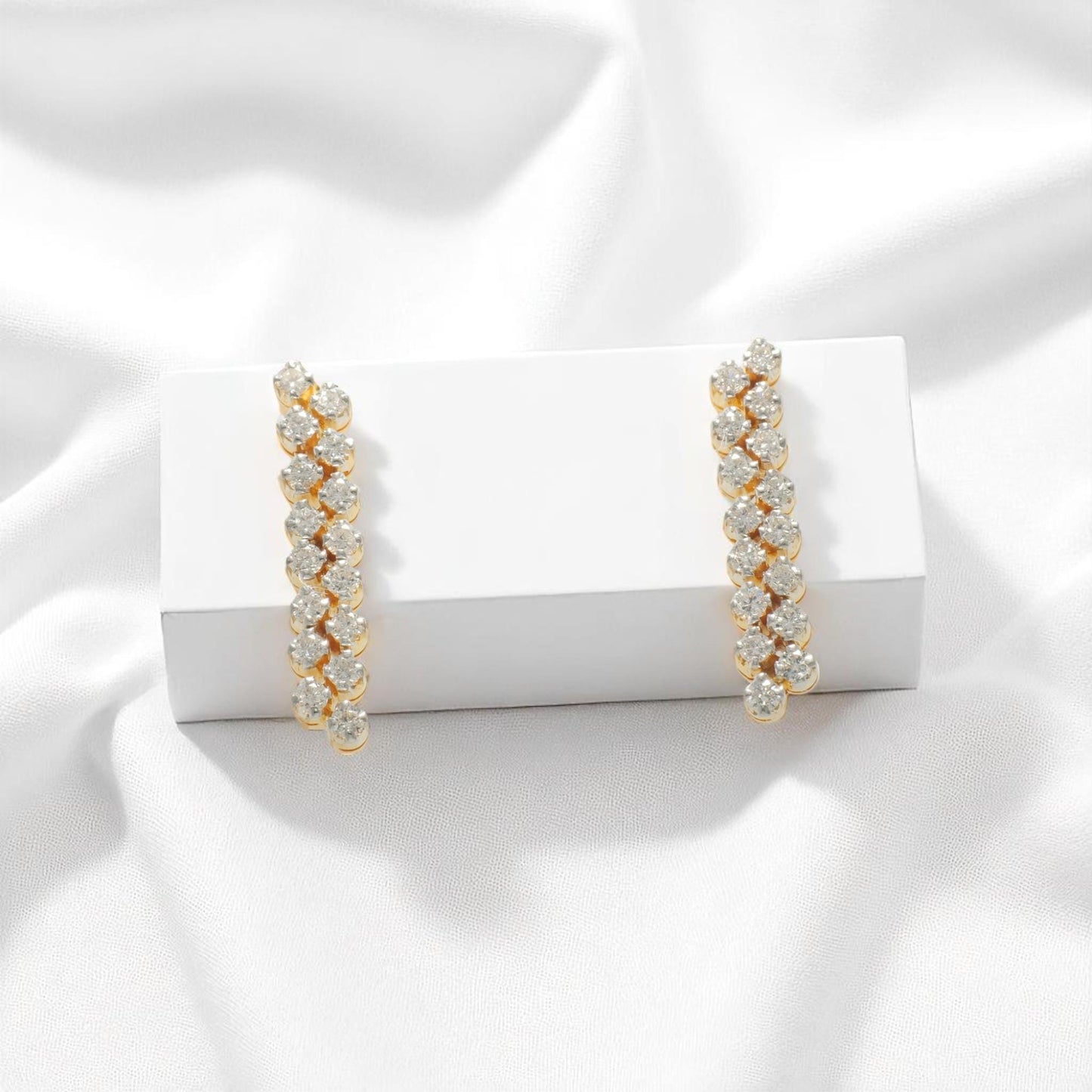 Bar Diamond Drop Stud Earrings