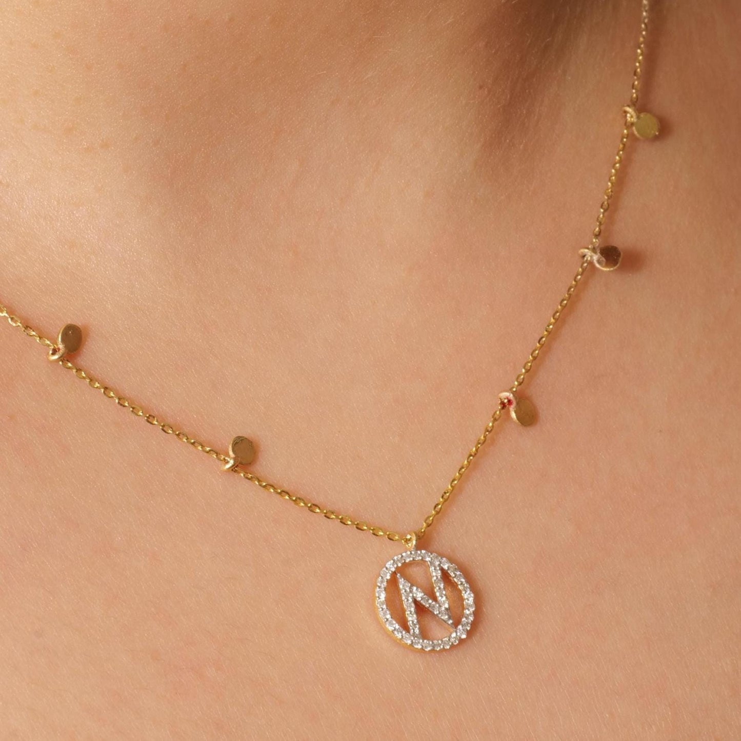 Personalized Disc Initial Necklace