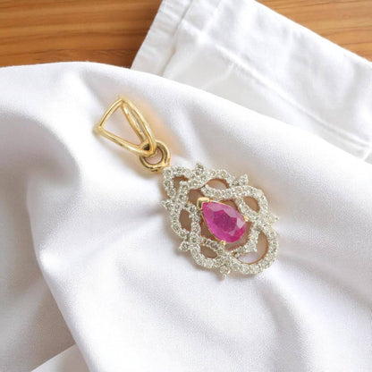 Filigree Ruby Natural Diamond Pendant