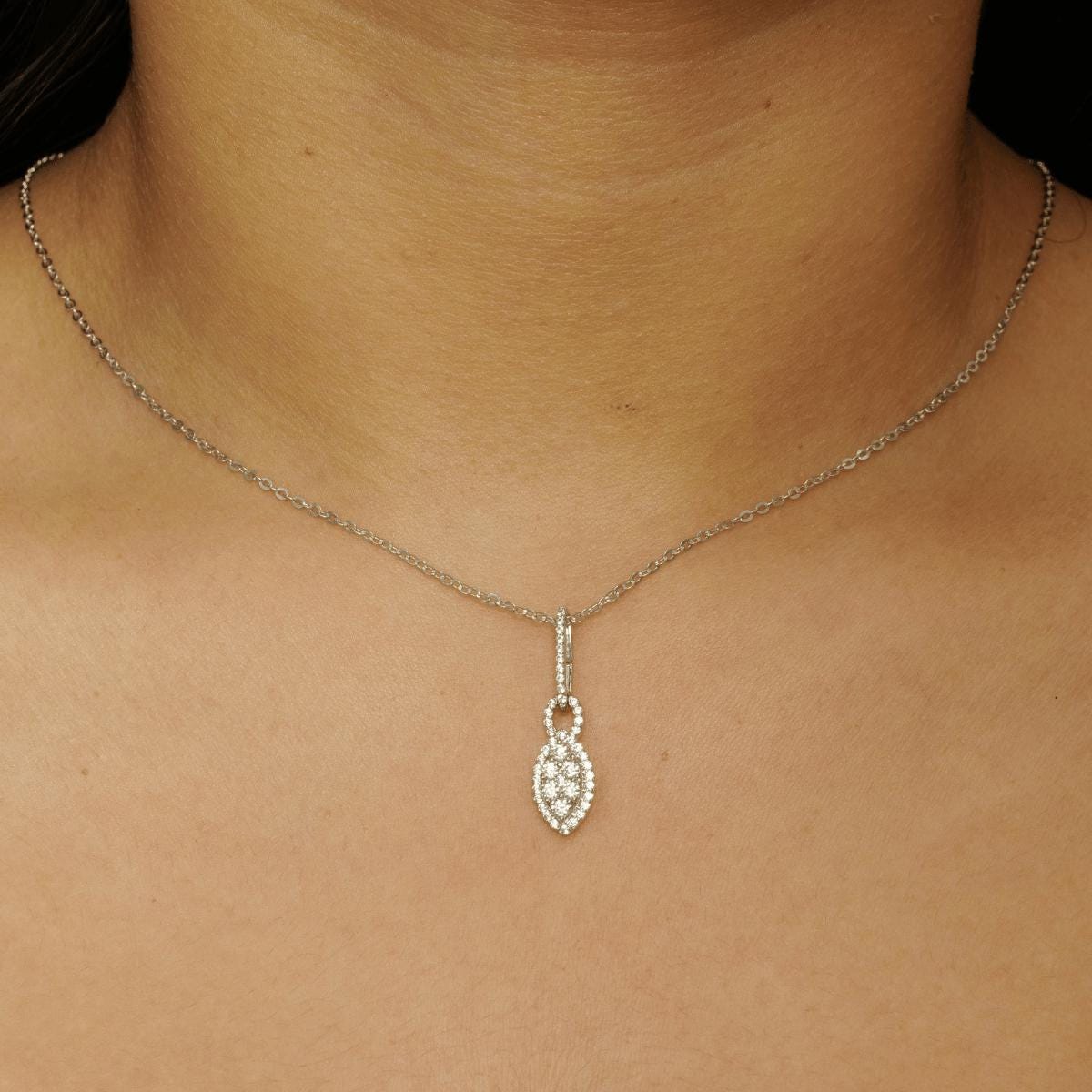 Halo Eye Illusion Diamond Pendant Necklace