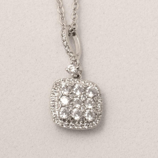 Halo Cushion Diamond Necklace