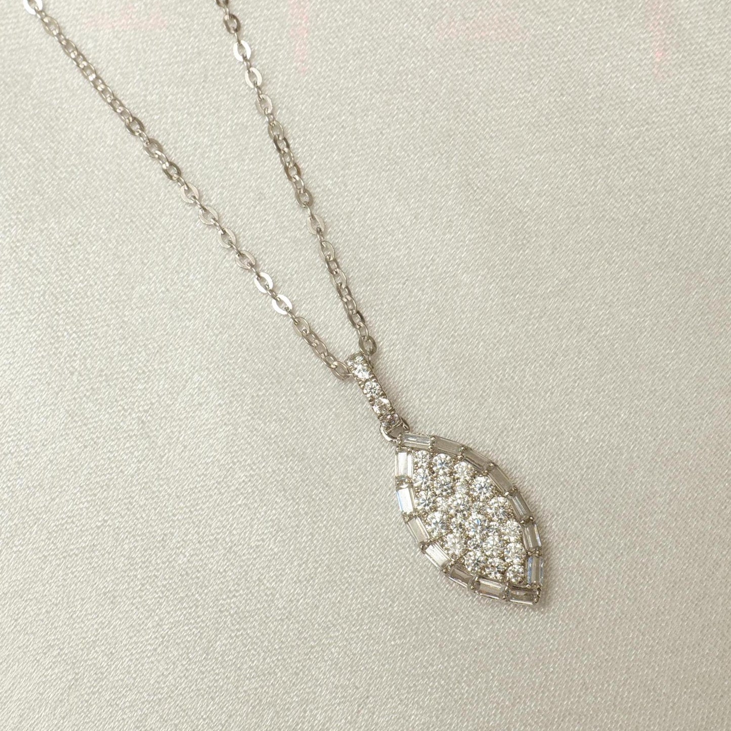 Eye Shape Diamond Pendant Necklace