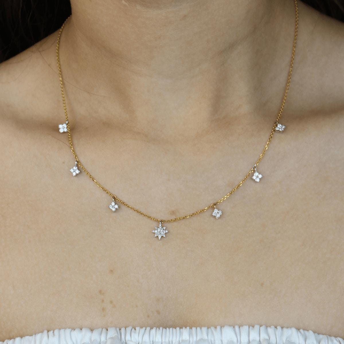 Starburst Diamond Station Necklace