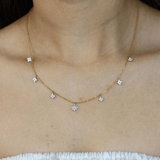 Starburst Diamond Station Necklace