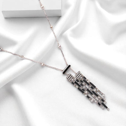 Diamond Tassel Necklace With Earrings