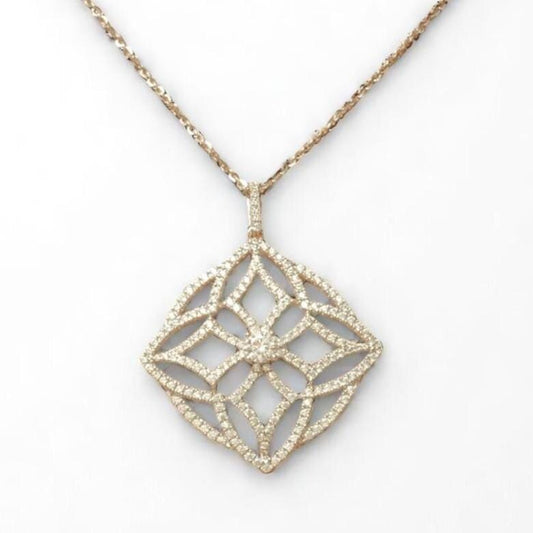 Floral Art Deco Diamond Pendant Necklace