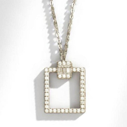 Square Diamond Pendant Necklace