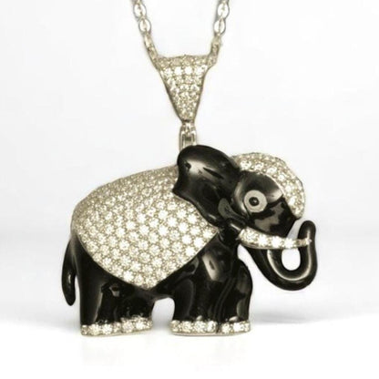 Elephant Diamond Pendant Necklace