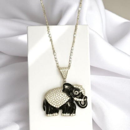 Elephant Diamond Pendant Necklace