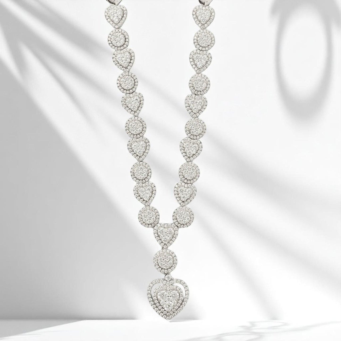 Halo Heart Drop Diamond Necklace