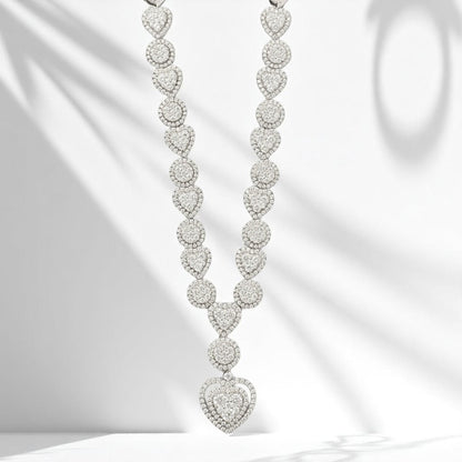 Halo Heart Drop Diamond Necklace