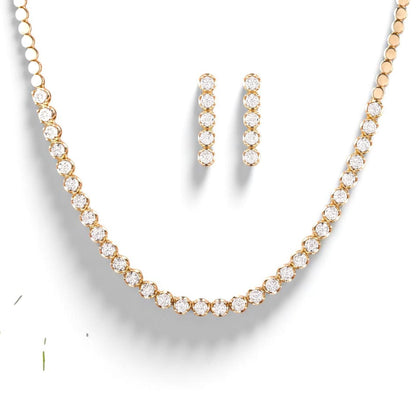 Round Diamond Tennis Necklace Earring Set