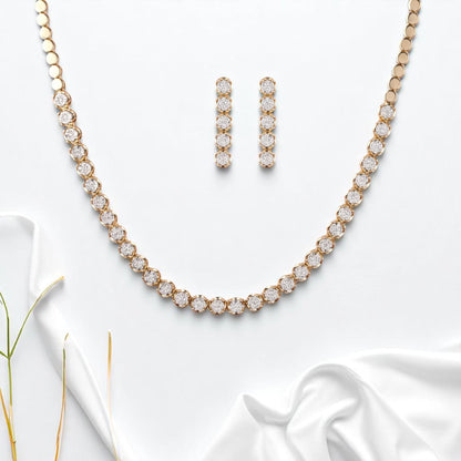 Round Diamond Tennis Necklace Earring Set
