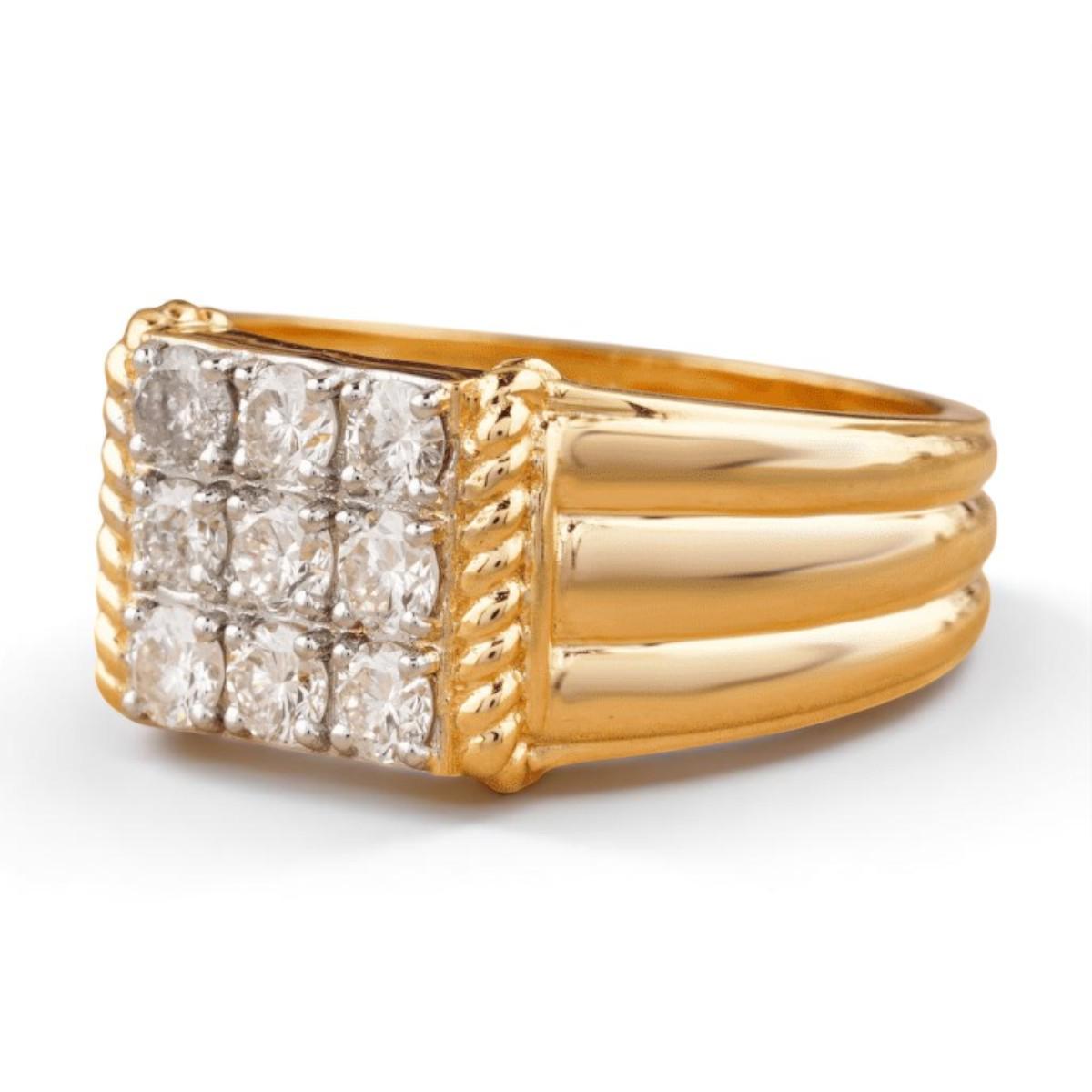 Square Grid Men's Diamond Ring
