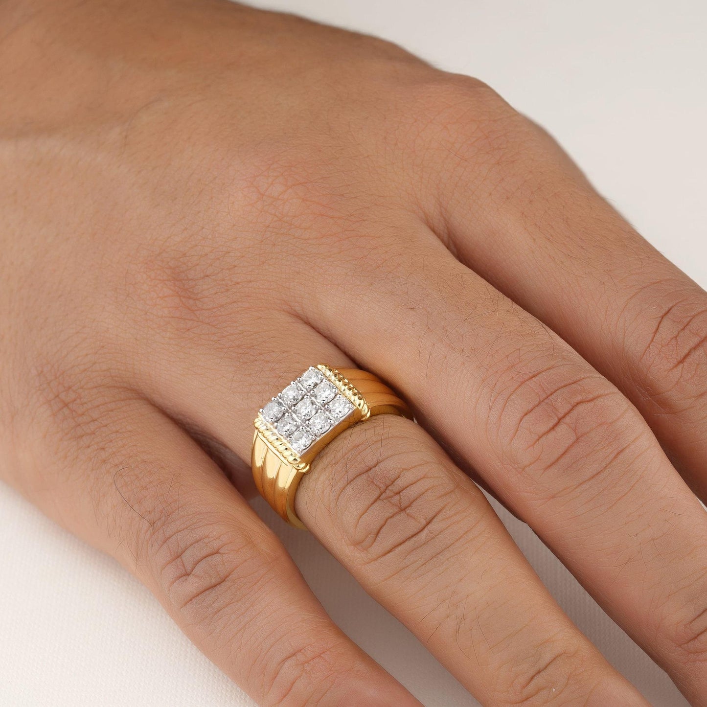 Square Grid Men's Diamond Ring