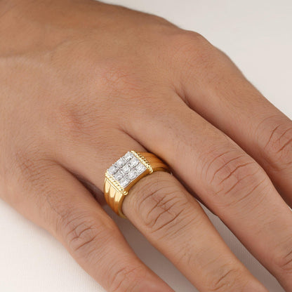 Square Grid Men's Diamond Ring