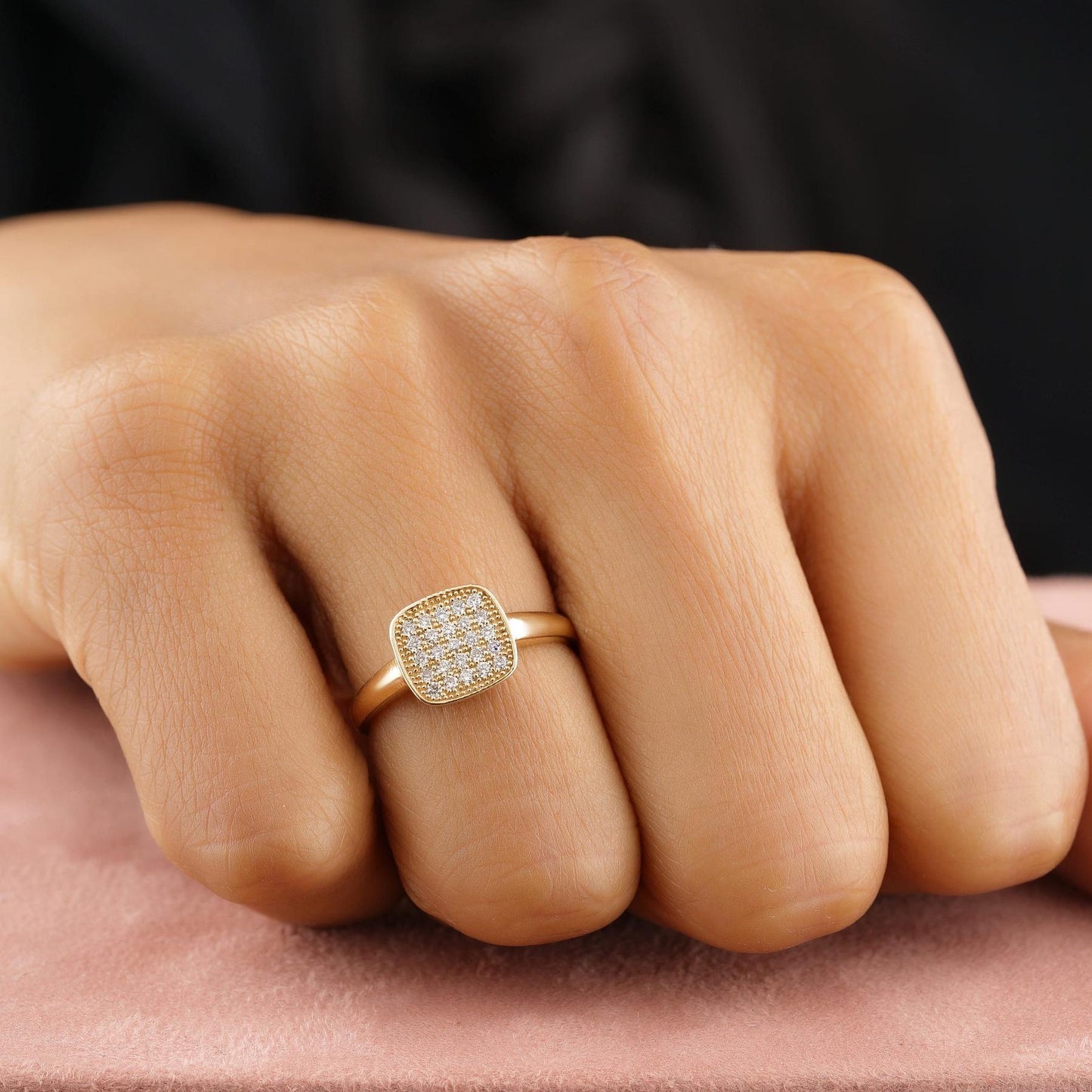 Square Grid Men's Diamond Ring
