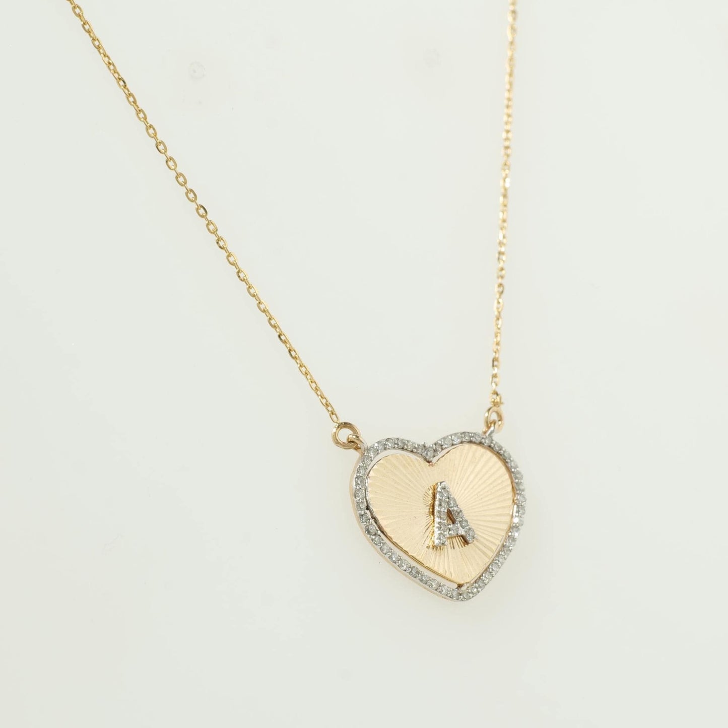 Heart Initial Medallion Diamond Necklace