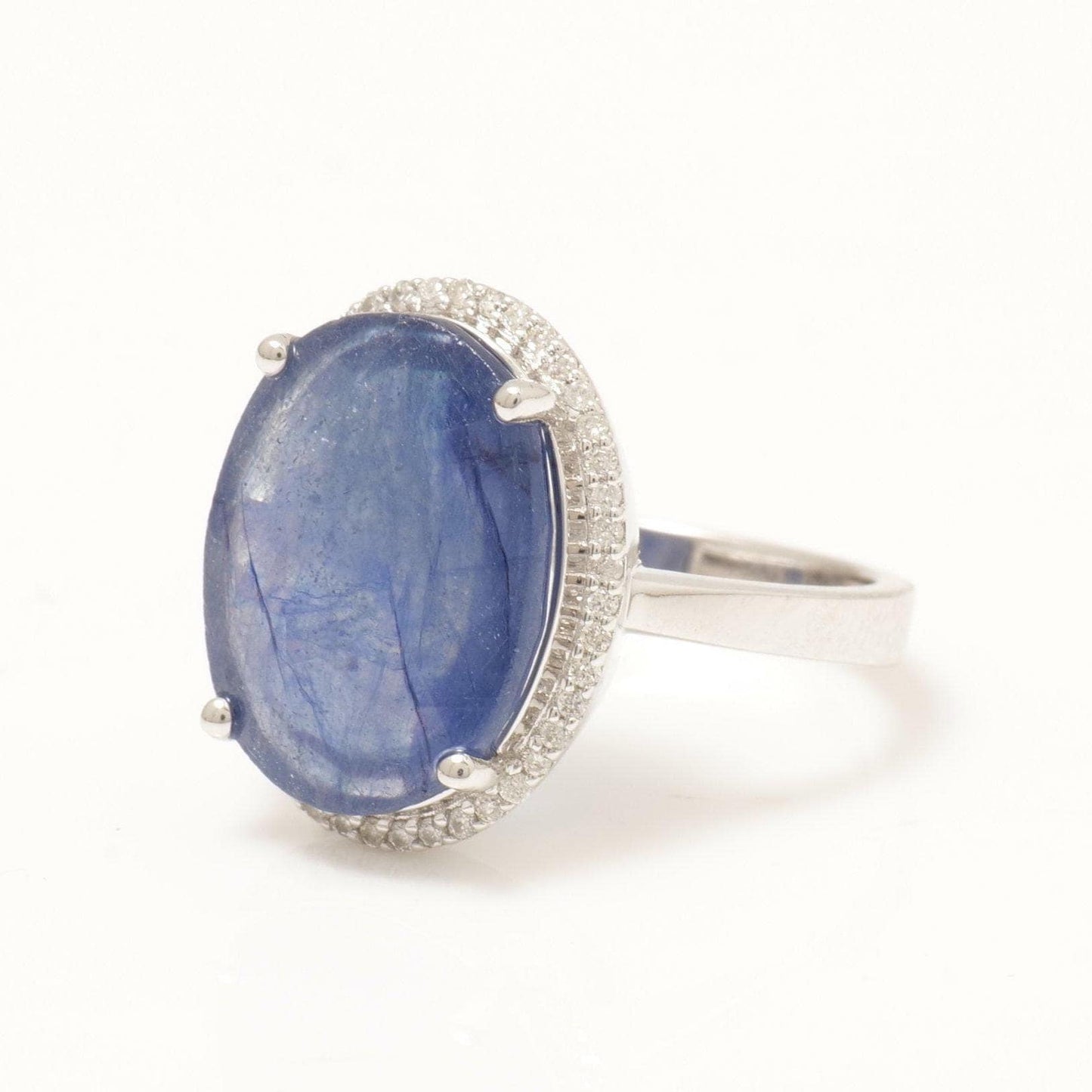 Oval Blue Sapphire Natural Diamond Ring