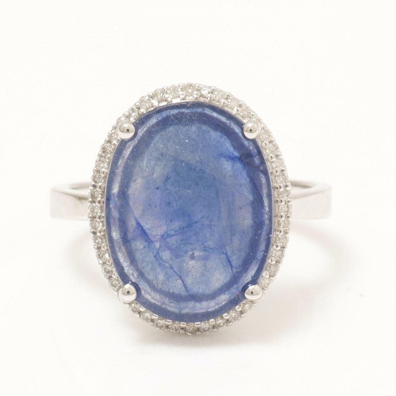Oval Blue Sapphire Natural Diamond Ring