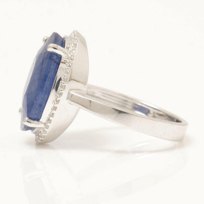 Oval Blue Sapphire Natural Diamond Ring