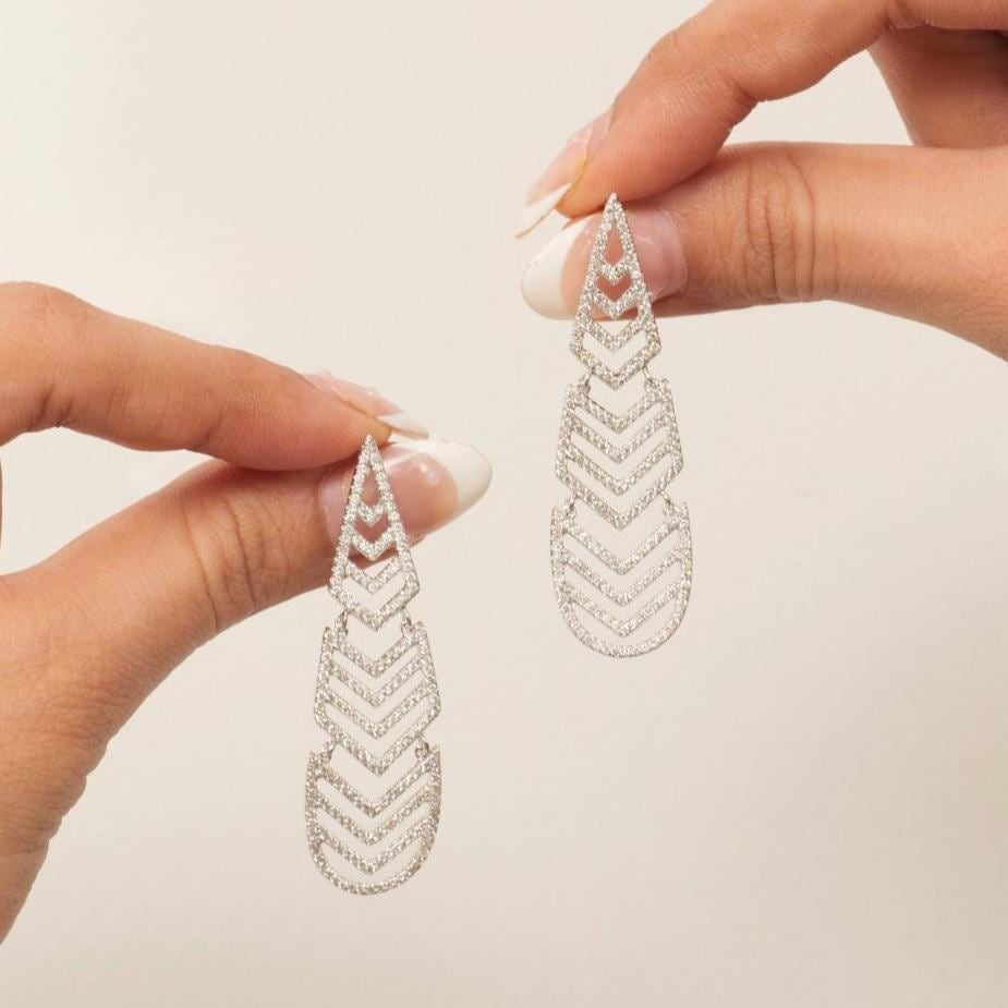 Geometric Chandelier Natural Diamond Earrings