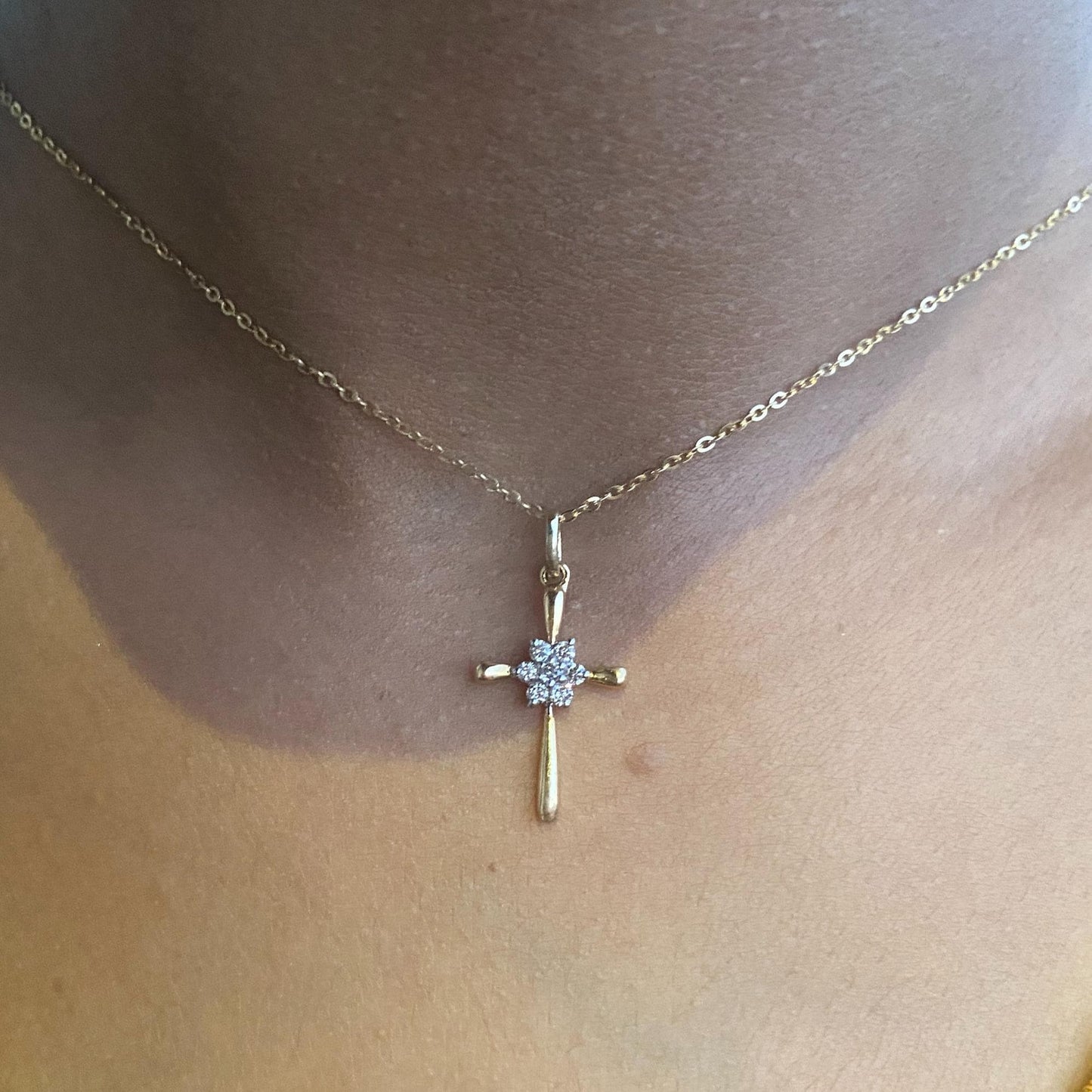 Cross Flower Diamond Pendant