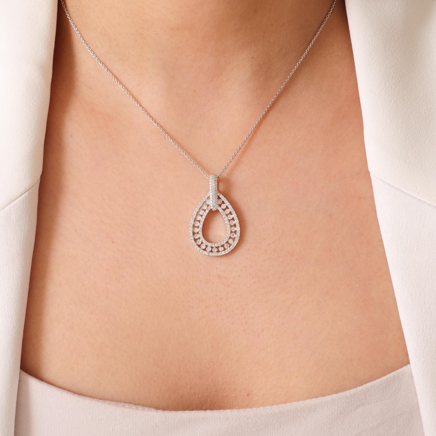 Pear Natural Diamond Stackable Pendant