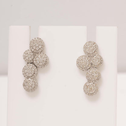 Cluster Natural Diamonds Round Drop Studs