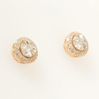 Solitaire Halo Natural Diamond Stud Earring