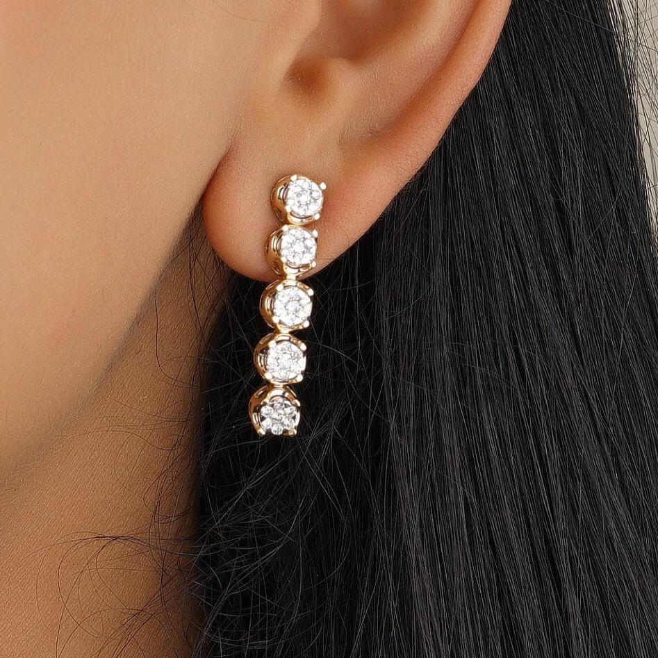 Diamond String Earrings With Illusion Setting