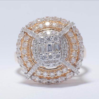 Baguette Cluster Halo Natural Diamond Ring