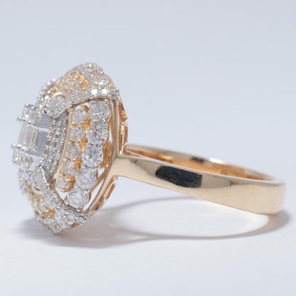 Baguette Cluster Halo Natural Diamond Ring