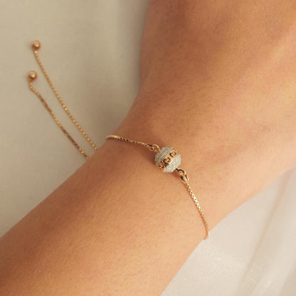 Pave Orb Natural Diamond Bolo Bracelet