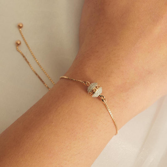 Pave Orb Natural Diamond Bolo Bracelet